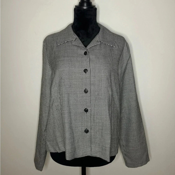 Adolfo Studio Vintage houndstooth cropped button down jacket - Picture 1 of 16